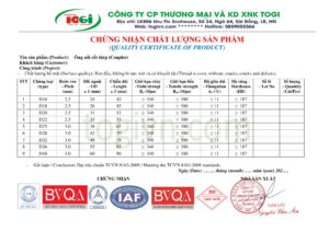 Chứng chỉ chất lượng coupler