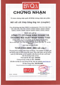 Chứng nhận hợp chuẩn 8163:2009 của coupler