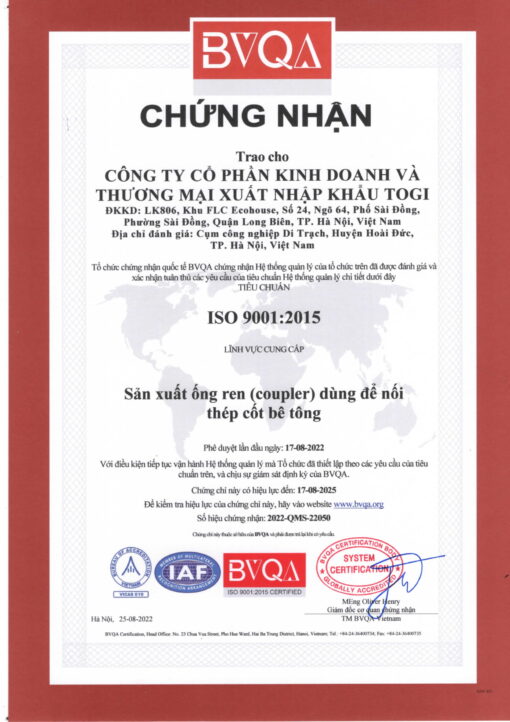 Chứng nhận ISO 9001:2015